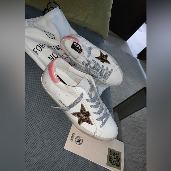 Authentic Golden Goose with leopard print star and silver laces - Picture 9 of 9